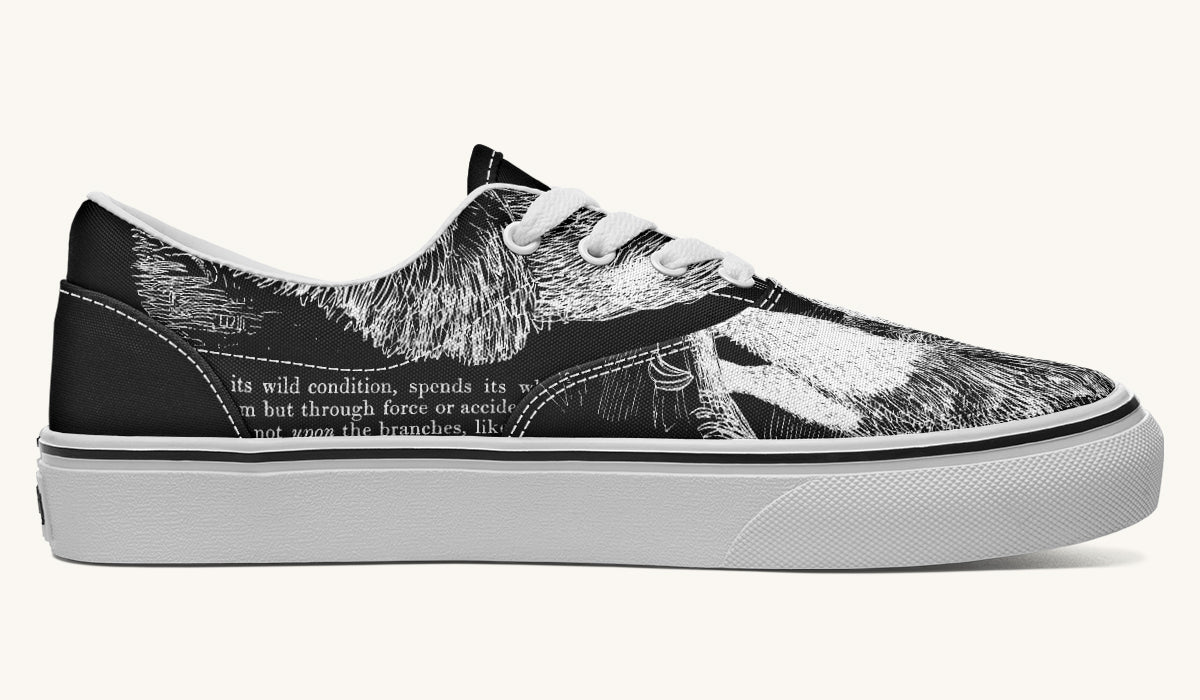 The Sloth Stays White Black Classic Shoes - Jaded Lament