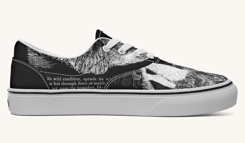 The Sloth Stays White Black Classic Shoes - Jaded Lament