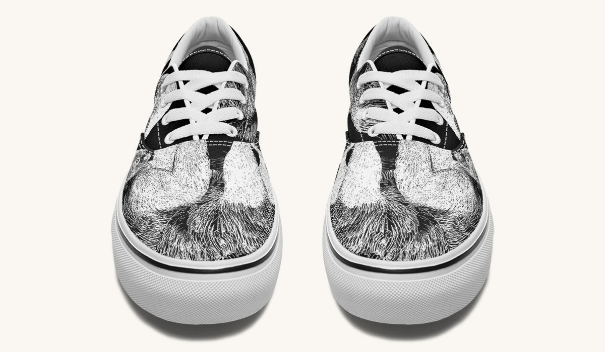 The Sloth Stays White Black Classic Shoes - Jaded Lament