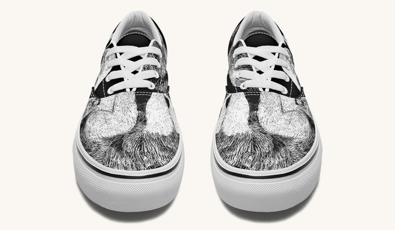 The Sloth Stays White Black Classic Shoes - Jaded Lament