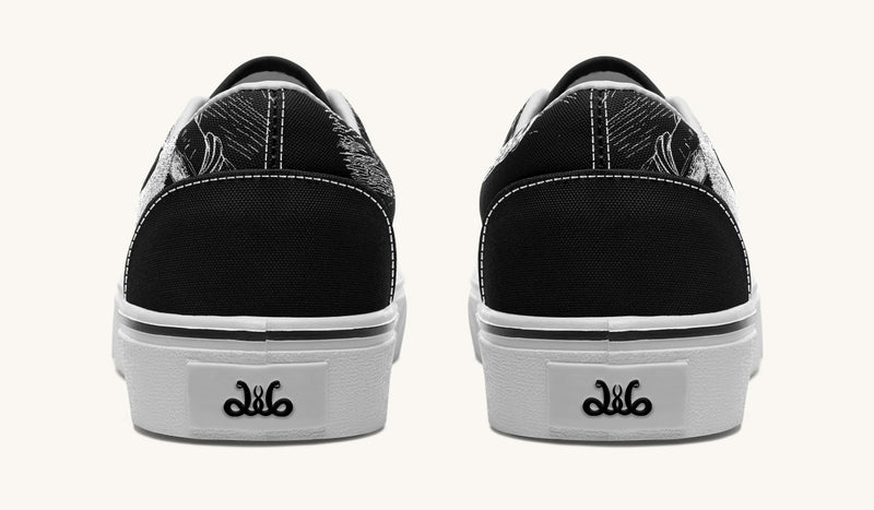 The Sloth Stays White Black Classic Shoes - Jaded Lament