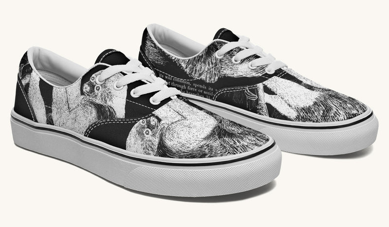 The Sloth Stays White Black Classic Shoes - Jaded Lament