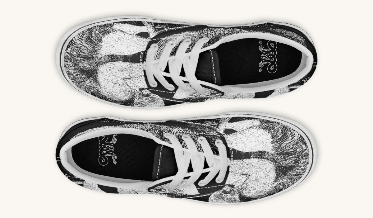 The Sloth Stays White Black Classic Shoes - Jaded Lament