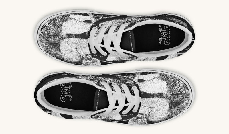 The Sloth Stays White Black Classic Shoes - Jaded Lament