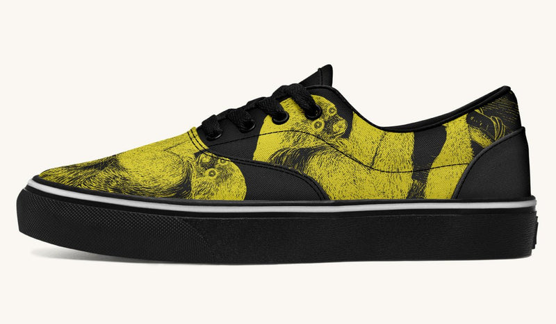 The Sloth Stays Yellow Black Classic Shoes - Jaded Lament