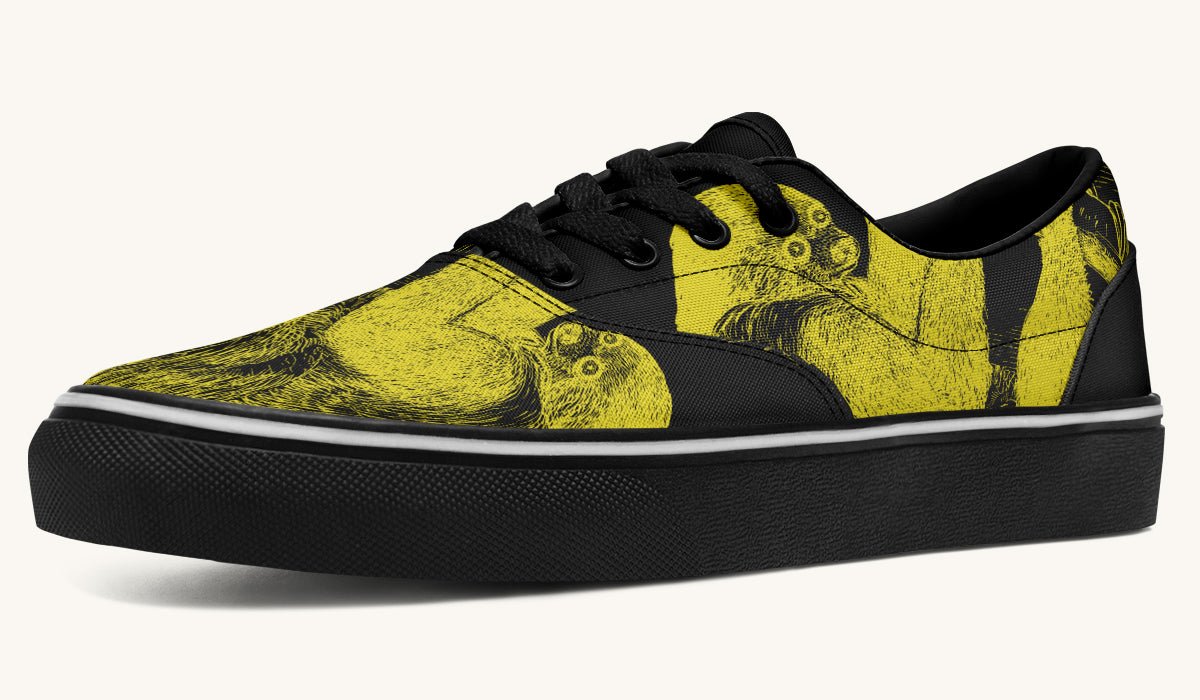 The Sloth Stays Yellow Black Classic Shoes - Jaded Lament