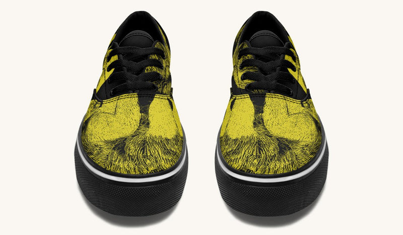 The Sloth Stays Yellow Black Classic Shoes - Jaded Lament