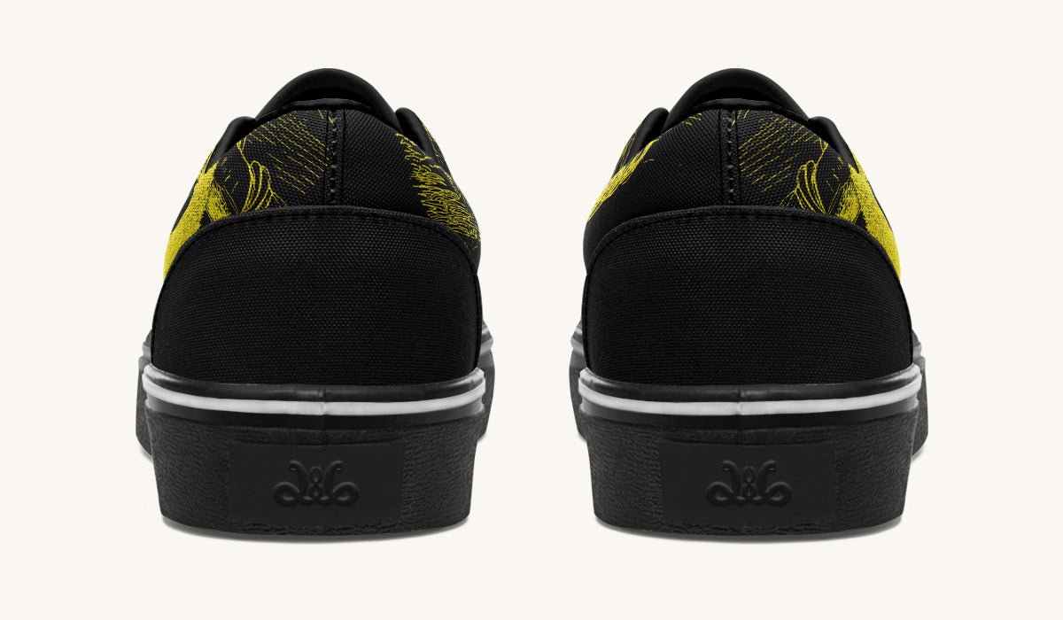 The Sloth Stays Yellow Black Classic Shoes - Jaded Lament