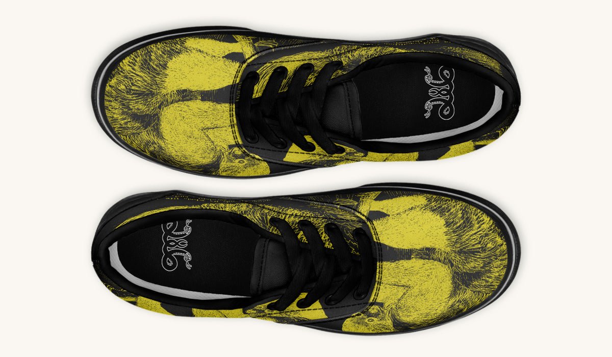 The Sloth Stays Yellow Black Classic Shoes - Jaded Lament