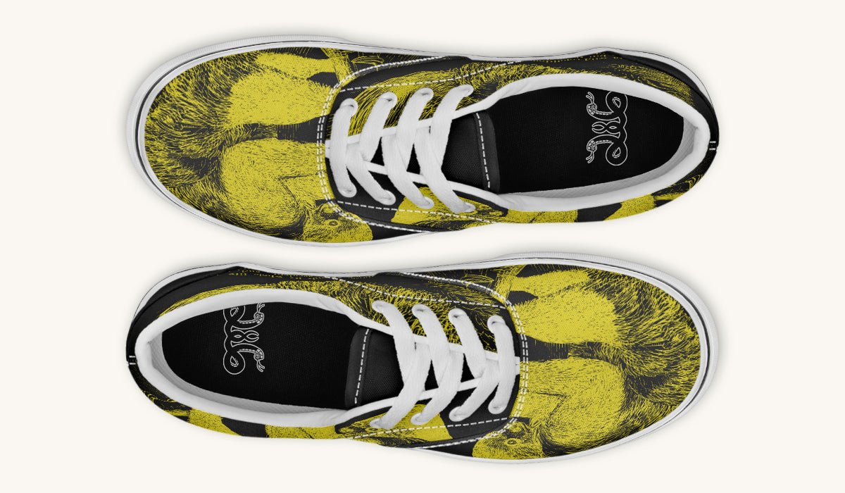 The Sloth Stays Yellow Black Classic Shoes - Jaded Lament