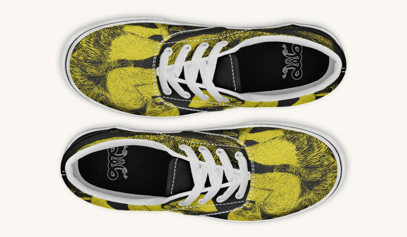 The Sloth Stays Yellow Black Classic Shoes - Jaded Lament