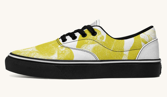 The Sloth Stays Yellow White Classic Shoes - Jaded Lament