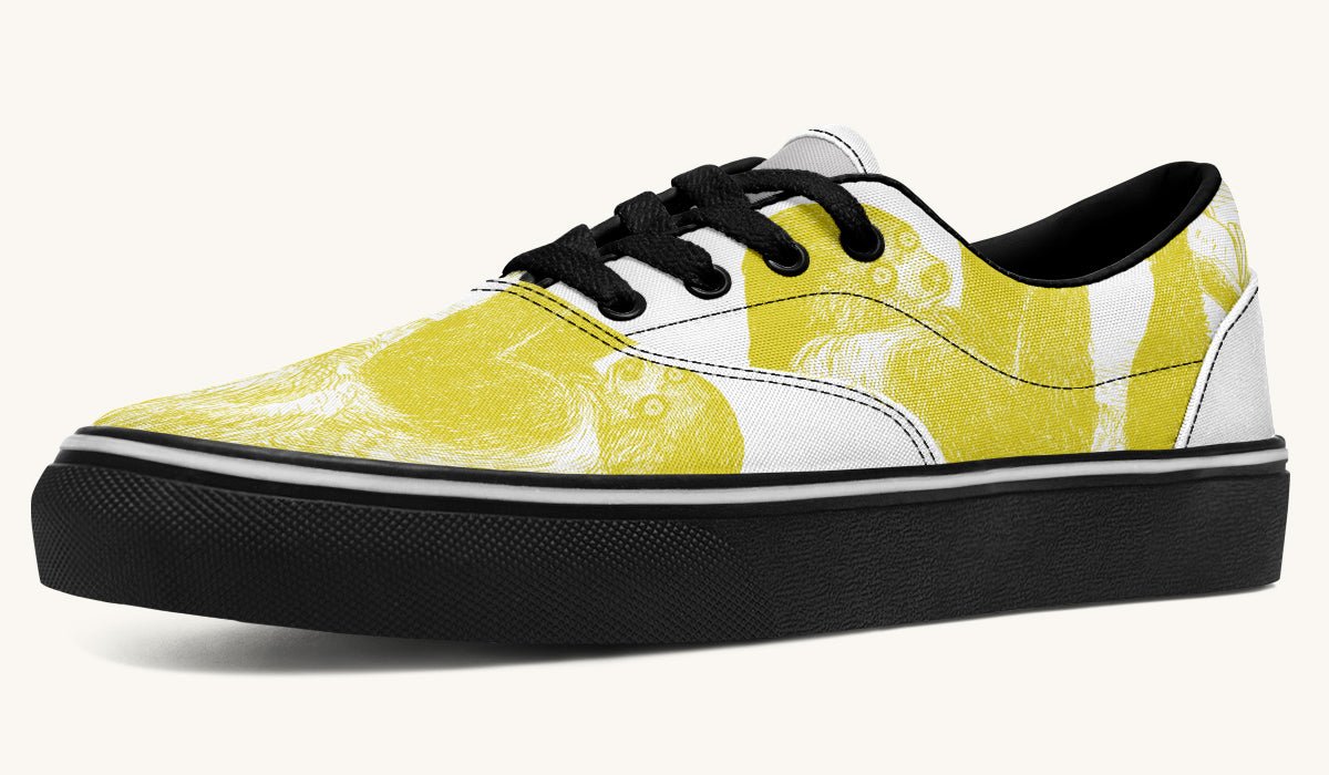 The Sloth Stays Yellow White Classic Shoes - Jaded Lament