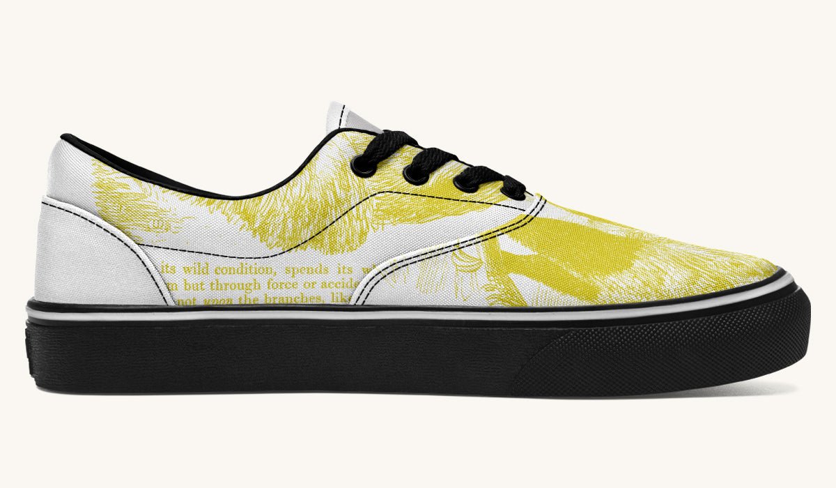 The Sloth Stays Yellow White Classic Shoes - Jaded Lament