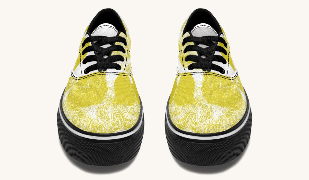 The Sloth Stays Yellow White Classic Shoes - Jaded Lament
