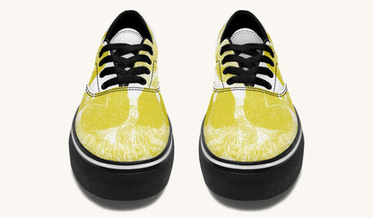 The Sloth Stays Yellow White Classic Shoes - Jaded Lament