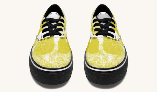 The Sloth Stays Yellow White Classic Shoes - Jaded Lament
