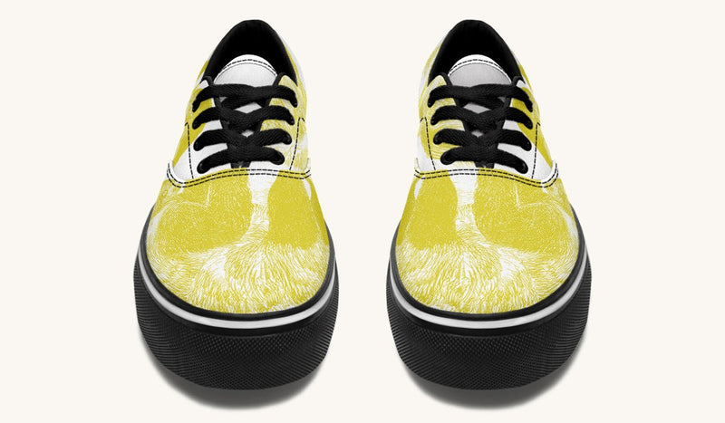 The Sloth Stays Yellow White Classic Shoes - Jaded Lament