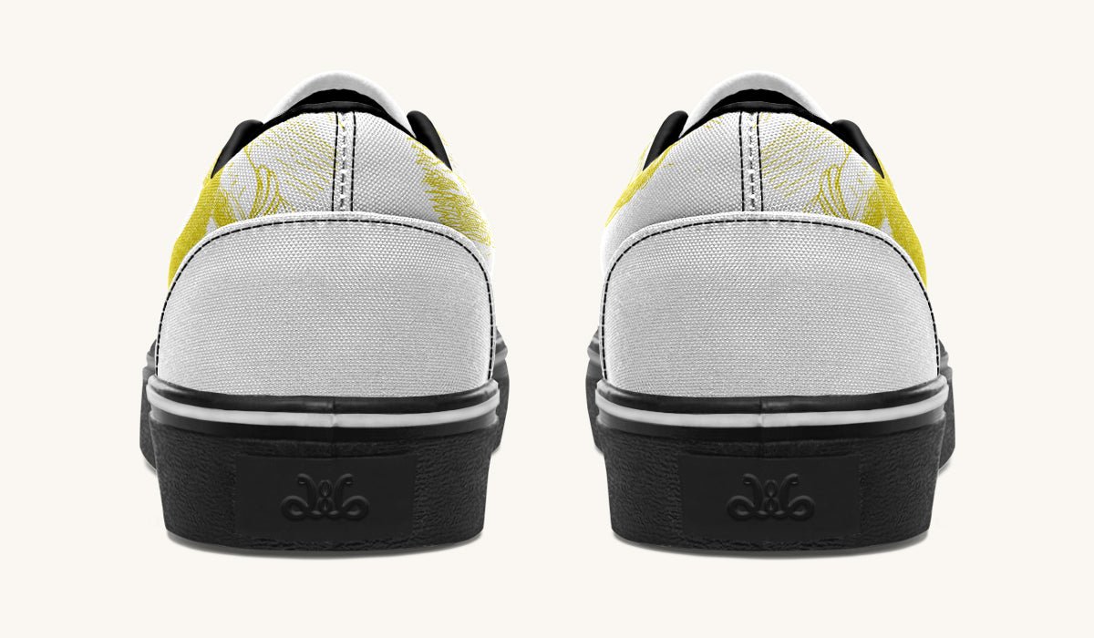 The Sloth Stays Yellow White Classic Shoes - Jaded Lament