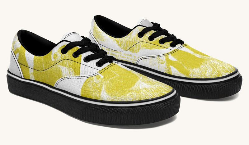 The Sloth Stays Yellow White Classic Shoes - Jaded Lament