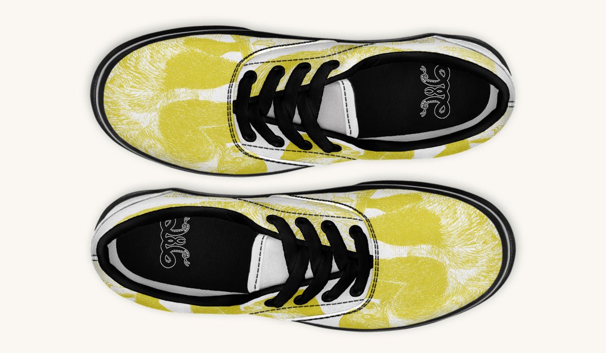 The Sloth Stays Yellow White Classic Shoes - Jaded Lament