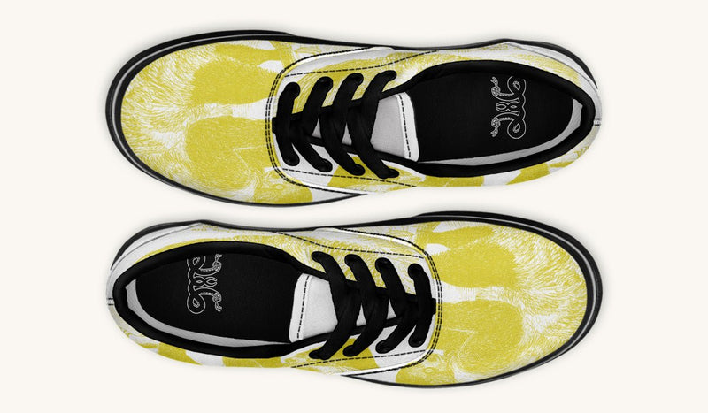 The Sloth Stays Yellow White Classic Shoes - Jaded Lament