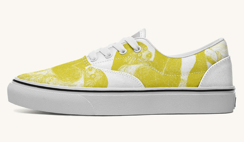 The Sloth Stays Yellow White Classic Shoes - Jaded Lament