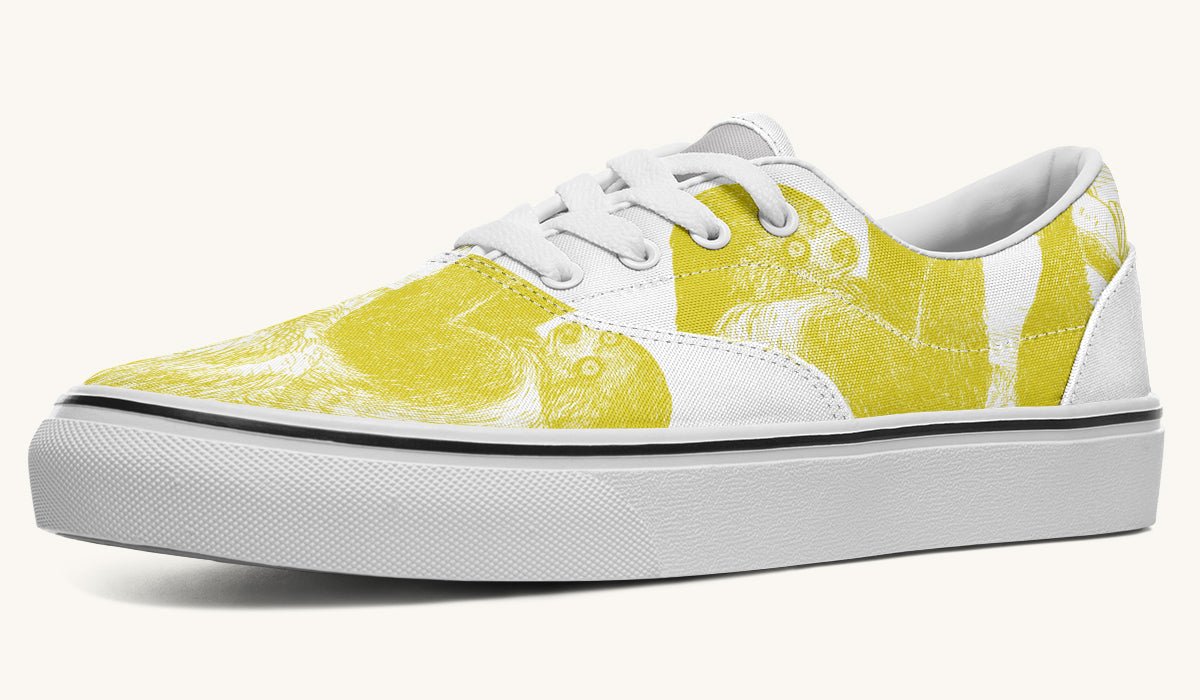 The Sloth Stays Yellow White Classic Shoes - Jaded Lament
