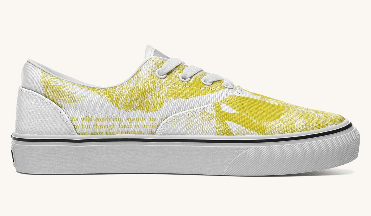 The Sloth Stays Yellow White Classic Shoes - Jaded Lament