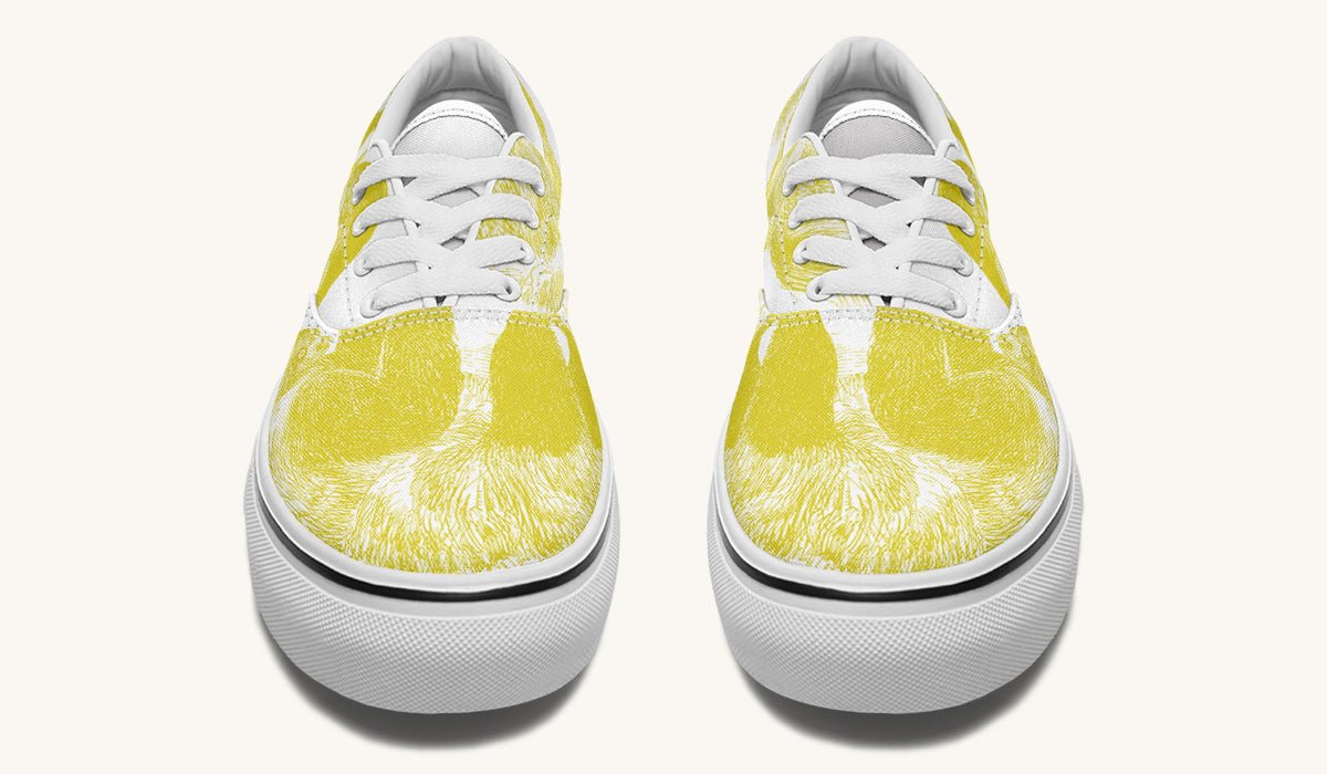 The Sloth Stays Yellow White Classic Shoes - Jaded Lament