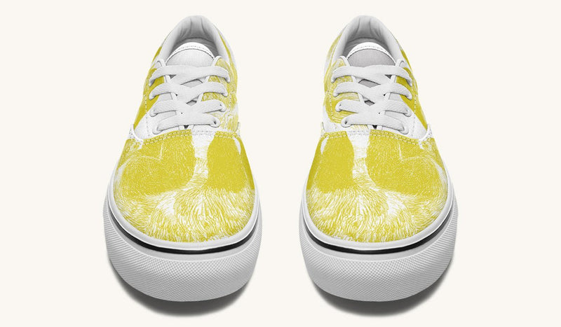The Sloth Stays Yellow White Classic Shoes - Jaded Lament