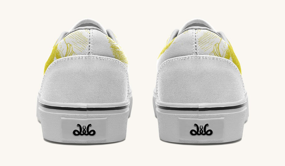 The Sloth Stays Yellow White Classic Shoes - Jaded Lament