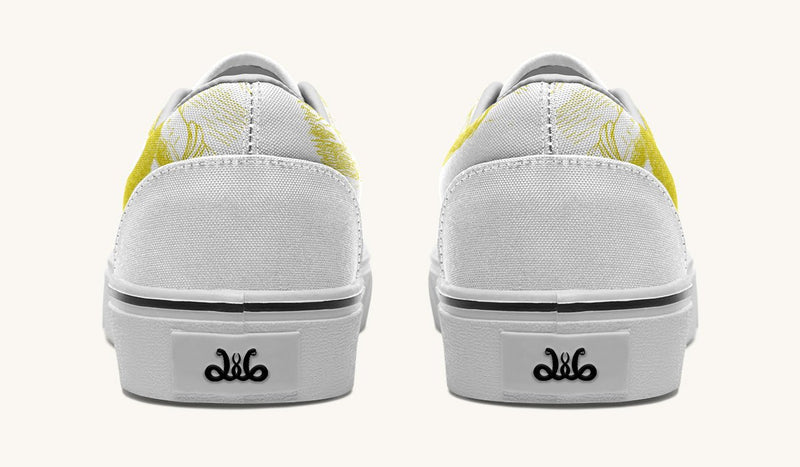 The Sloth Stays Yellow White Classic Shoes - Jaded Lament