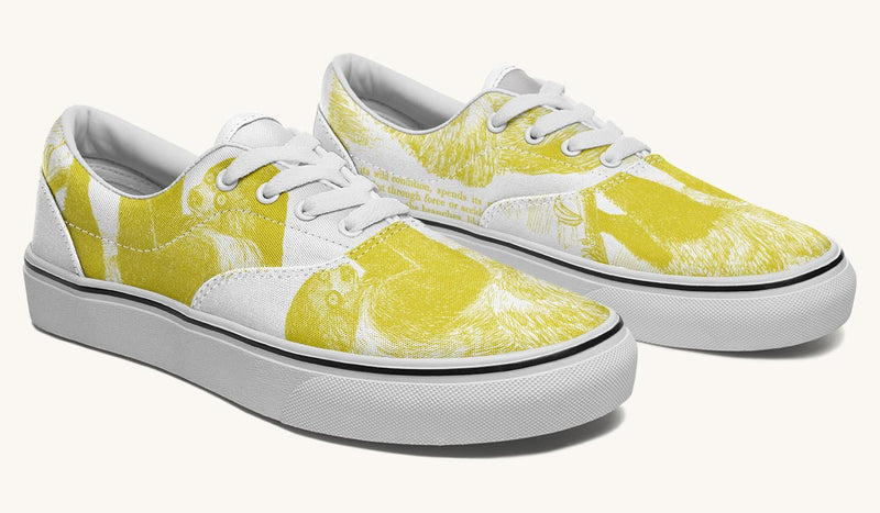 The Sloth Stays Yellow White Classic Shoes - Jaded Lament
