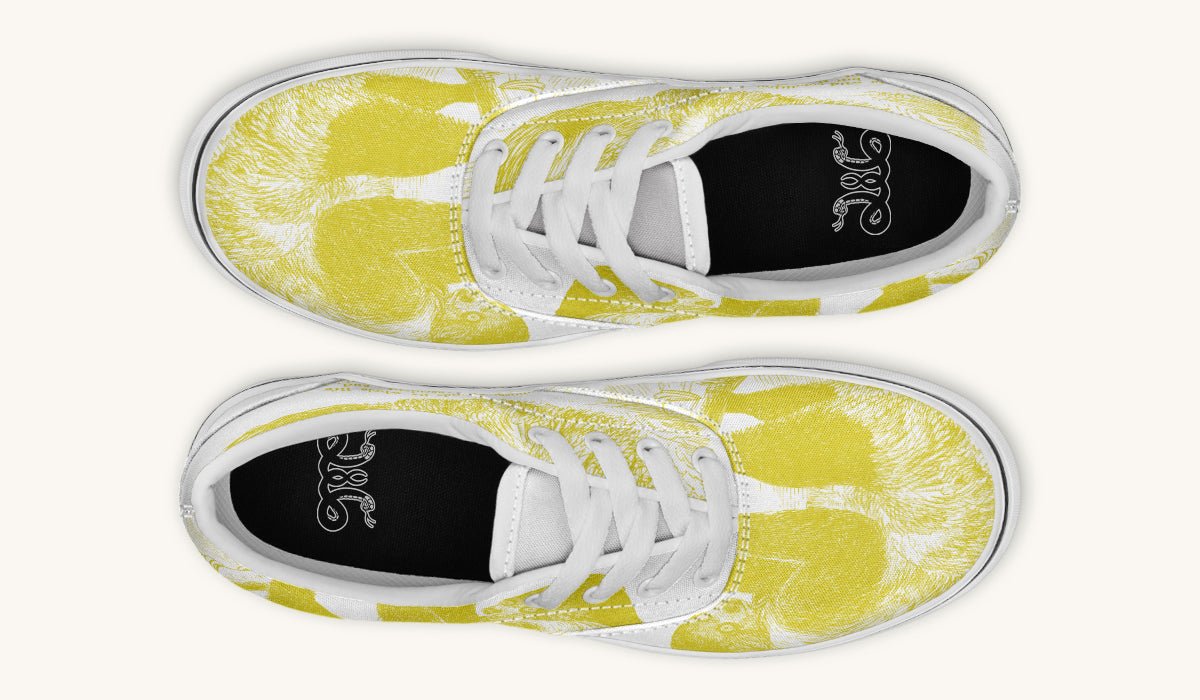 The Sloth Stays Yellow White Classic Shoes - Jaded Lament