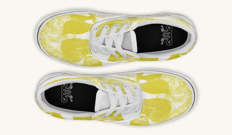 The Sloth Stays Yellow White Classic Shoes - Jaded Lament