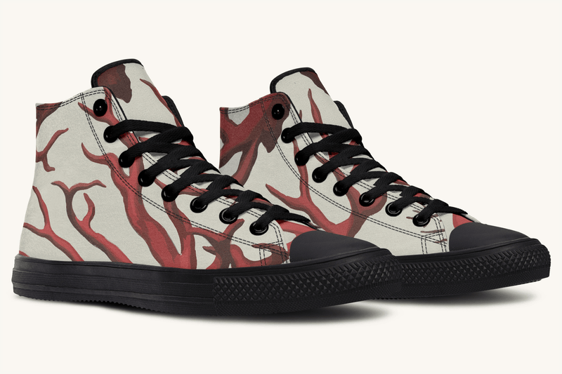 A Bloodroot Coral Sea Hightops - Jaded Lament