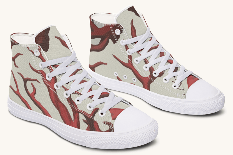 A Bloodroot Coral Sea Hightops - Jaded Lament