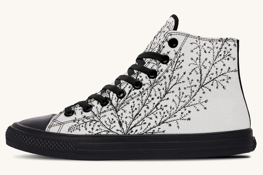 A Delicate Breath Black on Bone Hightops - Jaded Lament