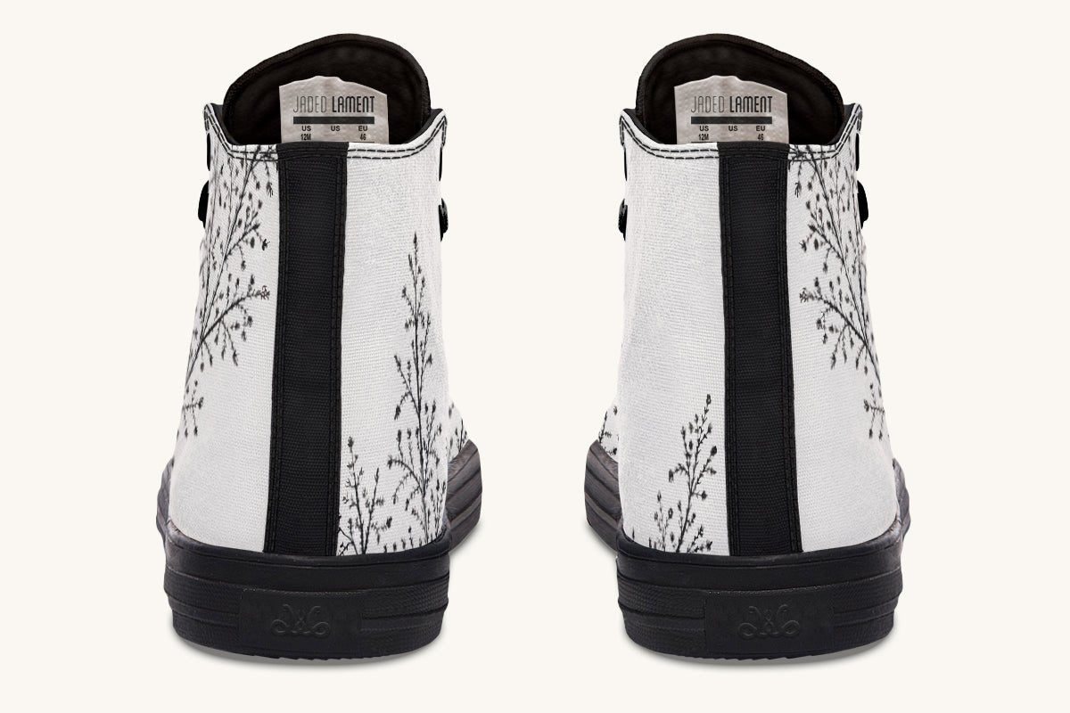 A Delicate Breath Black on Bone Hightops - Jaded Lament