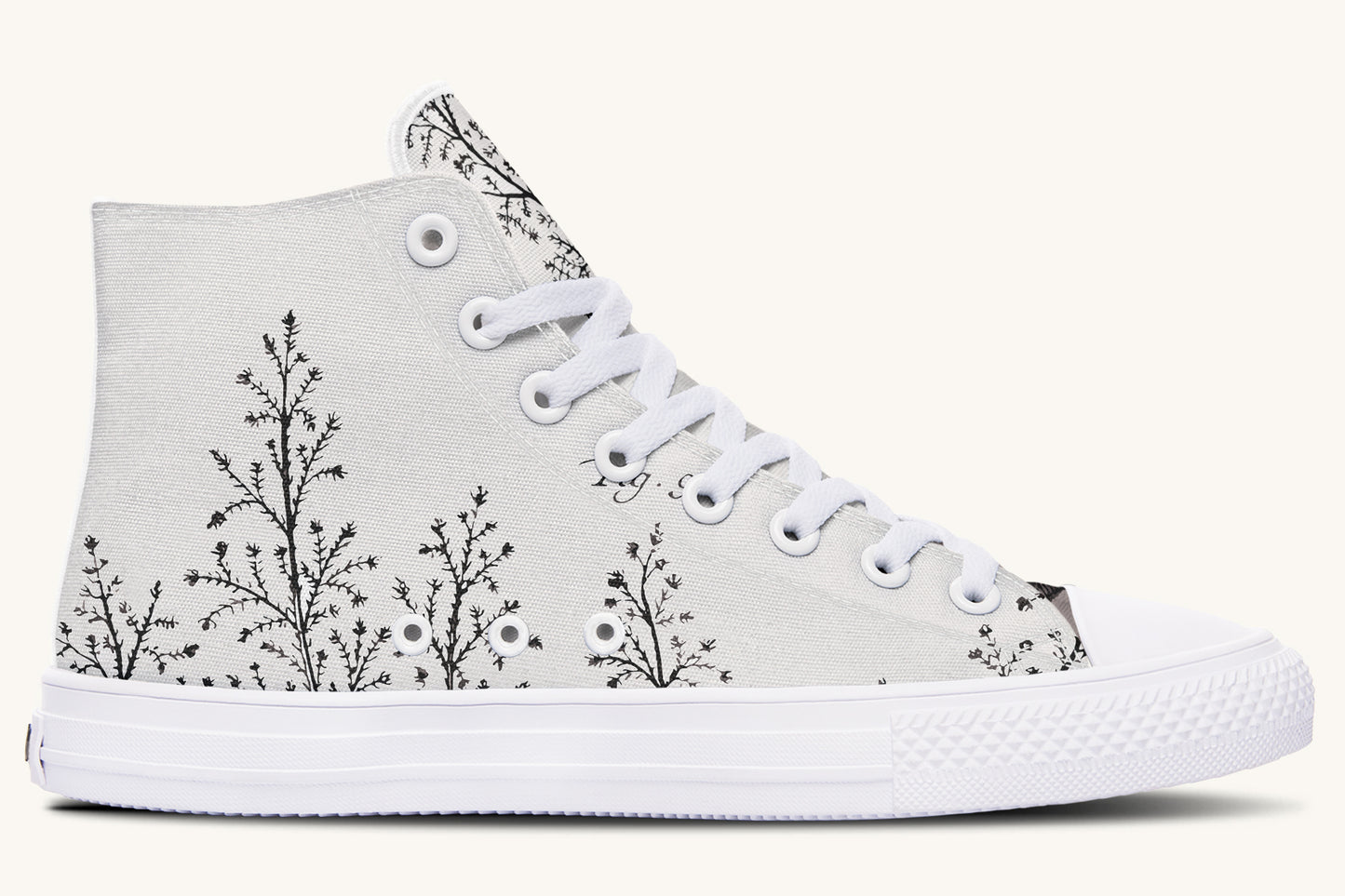 A Delicate Breath Black on Bone Hightops - Jaded Lament