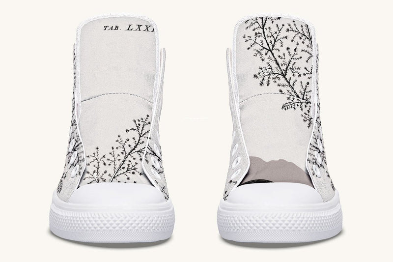 A Delicate Breath Black on Bone Hightops - Jaded Lament