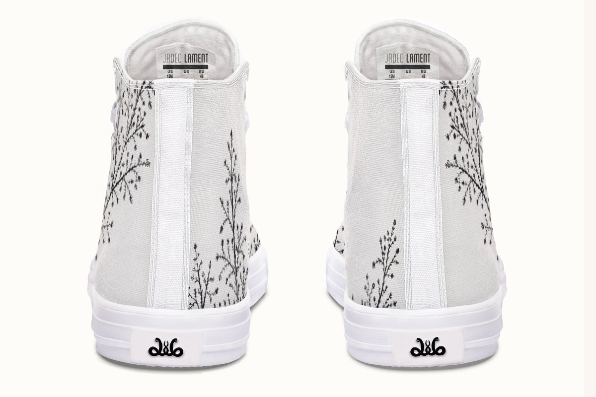 A Delicate Breath Black on Bone Hightops - Jaded Lament