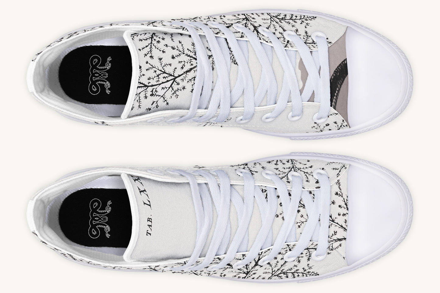 A Delicate Breath Black on Bone Hightops - Jaded Lament