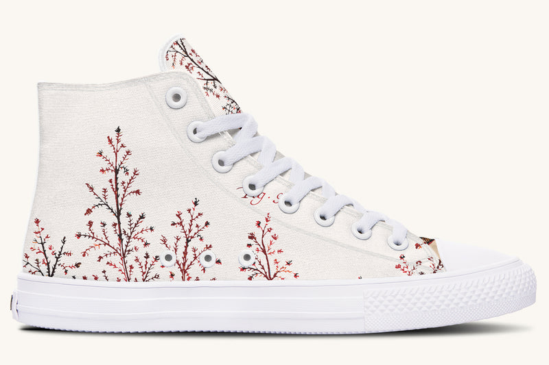 A Delicate Breath Red Hightops - Jaded Lament