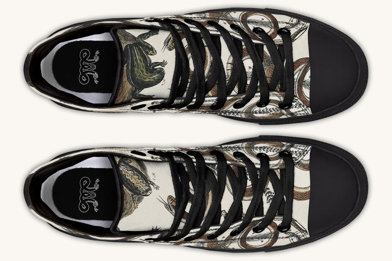 An Arrangement of Frogs and Snakes Hightops - Jaded Lament