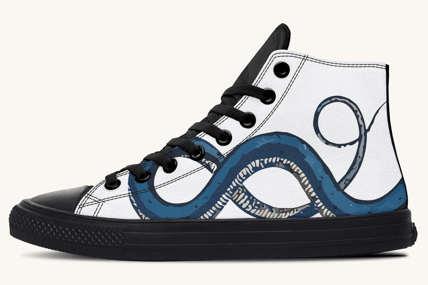 The Blue Coil Snow Snake White Hightops - Jaded Lament