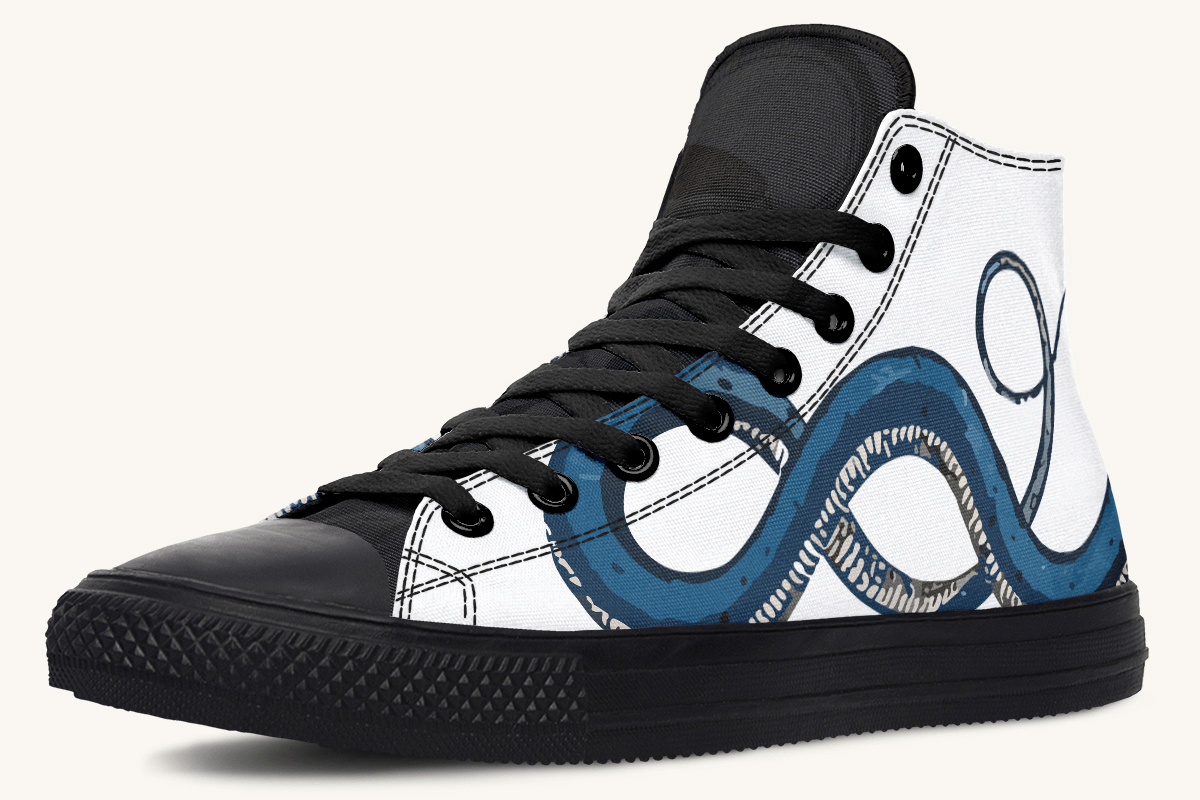 The Blue Coil Snow Snake White Hightops - Jaded Lament
