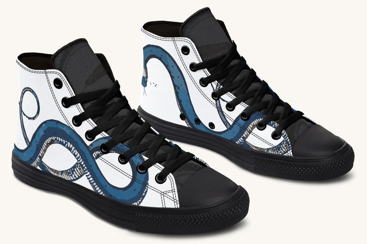 The Blue Coil Snow Snake White Hightops - Jaded Lament
