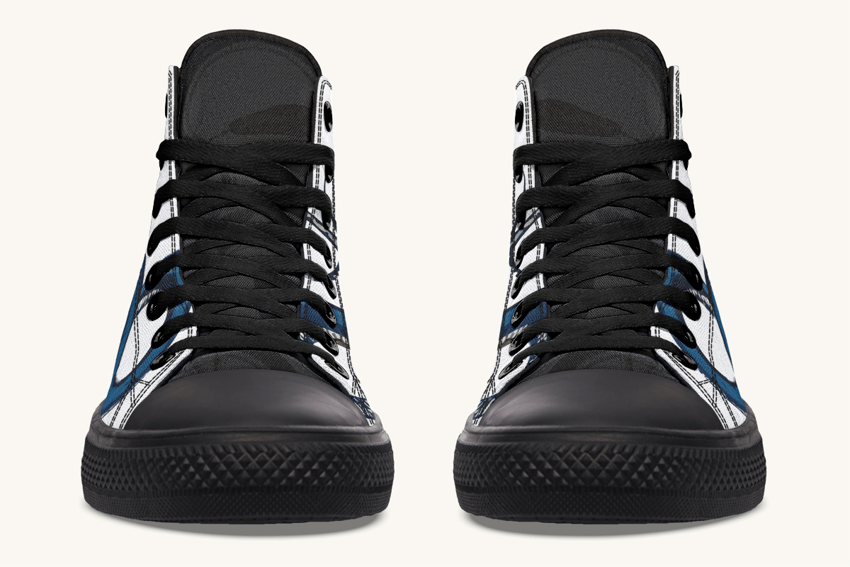 The Blue Coil Snow Snake White Hightops - Jaded Lament